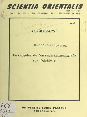 cover image of Un chapitre du Sarvadarśanasaṃgraha sur l'alchimie